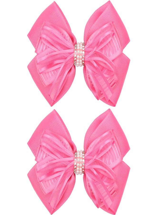ZOLYCO 4.5-Inch Hair Bows Alligator Clips Delicate Pearl Hair Accessories for Girls, Toddler, Kids and Women Daily Dress Up Birthday Wedding Christmas Occasions- Set of 2 - Image 1